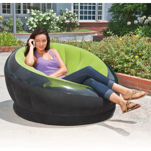Intex 68581EP Inflatable Empire Chair Durable Outdoor Use  2PLY Laminate  Velvety Surface  Flocked Construction  Green