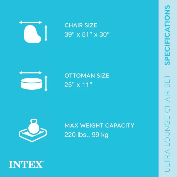 Intex Inflatable Ultra Lounge with Ottoman1 Pack