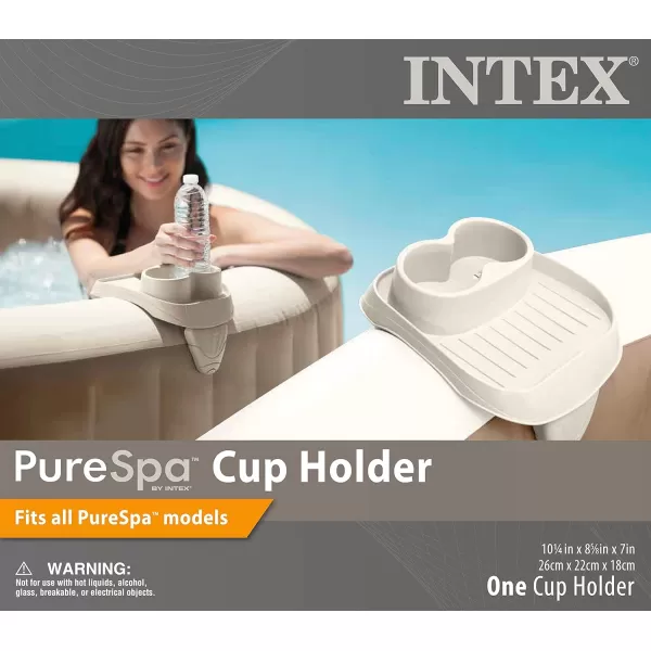 Intex PureSpa Attachable Cup Holder for Spa Wall Pool and Hot Tub Accessory for Drinks that Holds 2 Standard Sized Beverages Tan 8 PackCup Holder