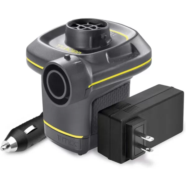 INTEX 66633E QuickFill 120 Volt ACDC Electric Pump Inflates and Deflates Air Mattresses Kayaks Boats  Includes 3 Nozzles  Sleek and Compact Design  480 LMin Air Flow  Indoor and Outdoor Use