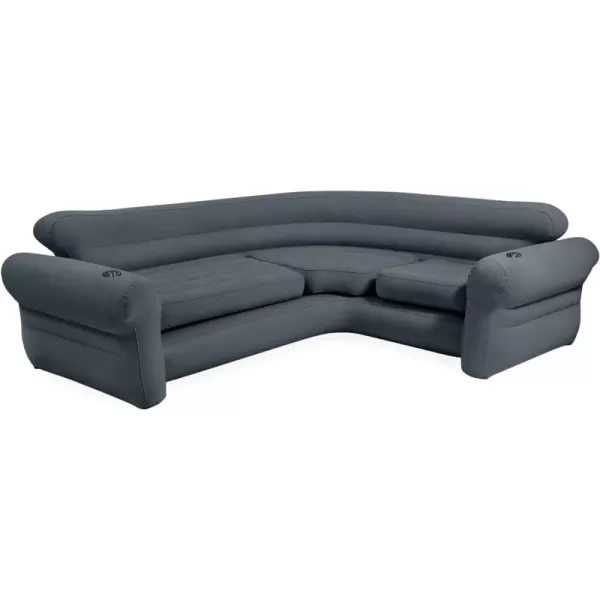 Intex 68575EP Inflatable Corner Sofa LShaped  Indoor Use  2in1 Valve  880lb Weight Capacity  101 x 80 x 30Grey