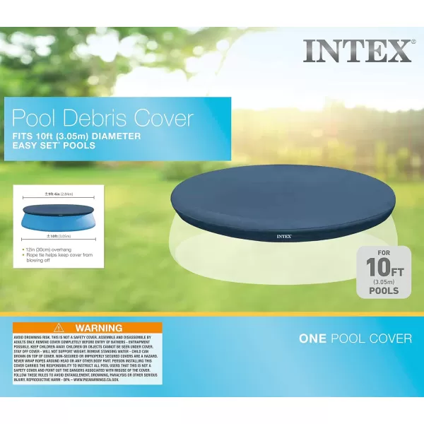 INTEX 28020E Pool Cover For 8ft Round Easy Set Pools  Includes Rope Tie  Drain Holes  12in Overhang  Snug Fit10Foot