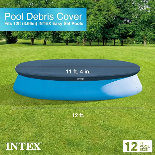 INTEX 28020E Pool Cover For 8ft Round Easy Set Pools  Includes Rope Tie  Drain Holes  12in Overhang  Snug Fit12Foot