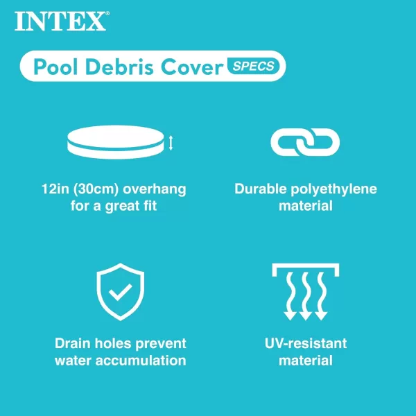 INTEX 28020E Pool Cover For 8ft Round Easy Set Pools  Includes Rope Tie  Drain Holes  12in Overhang  Snug Fit12Foot