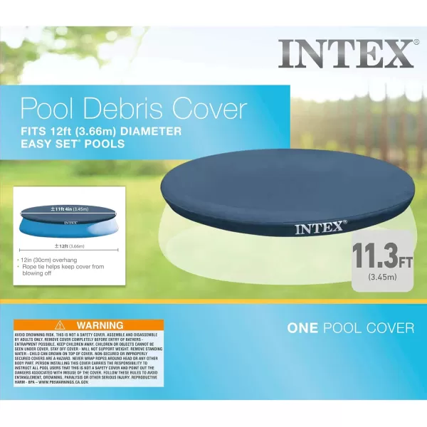 INTEX 28020E Pool Cover For 8ft Round Easy Set Pools  Includes Rope Tie  Drain Holes  12in Overhang  Snug Fit12Foot