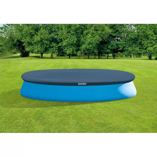 INTEX 28020E Pool Cover For 8ft Round Easy Set Pools  Includes Rope Tie  Drain Holes  12in Overhang  Snug Fit15Foot