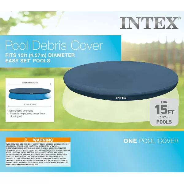 INTEX 28020E Pool Cover For 8ft Round Easy Set Pools  Includes Rope Tie  Drain Holes  12in Overhang  Snug Fit15Foot