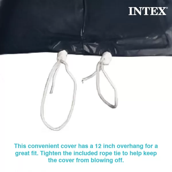 INTEX 28020E Pool Cover For 8ft Round Easy Set Pools  Includes Rope Tie  Drain Holes  12in Overhang  Snug Fit8Foot