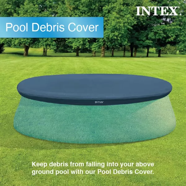 INTEX 28020E Pool Cover For 8ft Round Easy Set Pools  Includes Rope Tie  Drain Holes  12in Overhang  Snug Fit8Foot