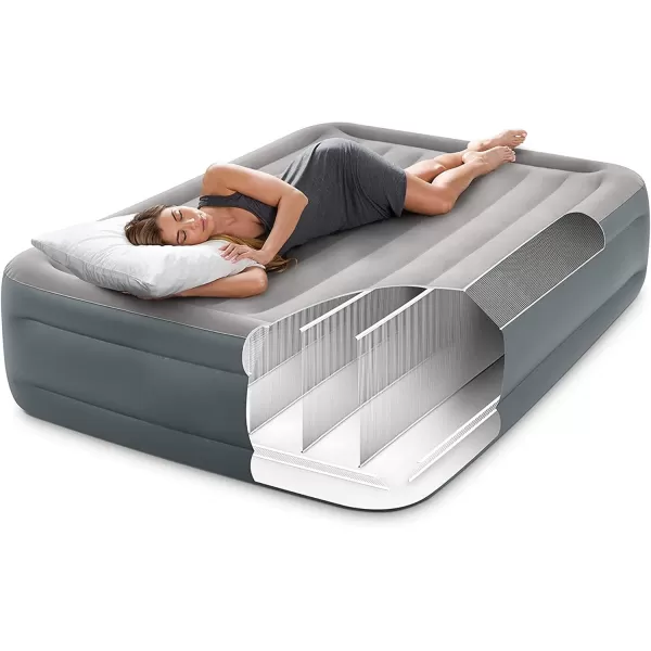 INTEX 64125ED DuraBeam Plus Essential Rest Air Mattress  FiberTech  Queen Size  Builtin Electric Pump  18in Bed Height  600lb Weight CapacityAirbed