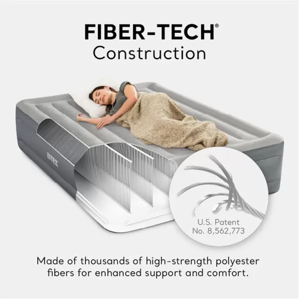 INTEX 64125ED DuraBeam Plus Essential Rest Air Mattress  FiberTech  Queen Size  Builtin Electric Pump  18in Bed Height  600lb Weight CapacityAirbed