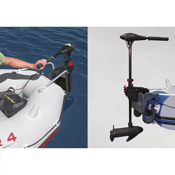 INTEX 68631E Transom Trolling Motor Easy to Attach  BuiltIn Battery Meter  Quiet Motor  Weed Escape Mode  Suitable for Freshwater and Saltwater