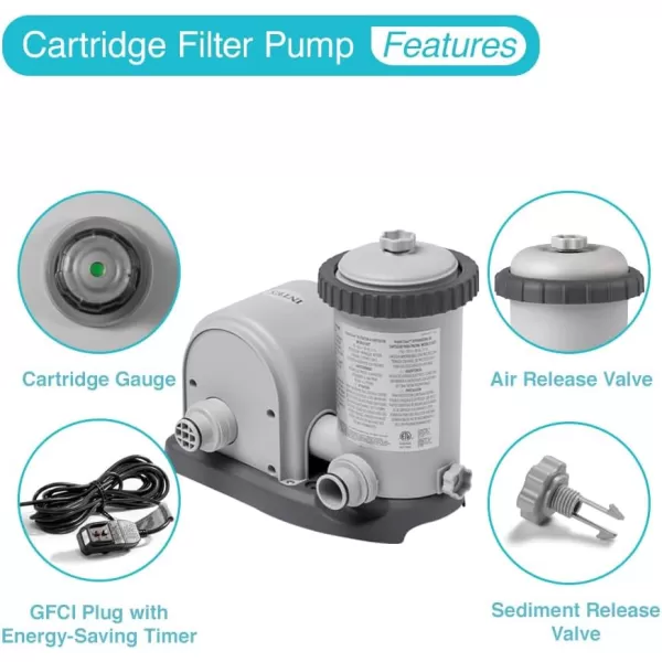 INTEX C1500 Krystal Clear Cartridge Filter Pump for Above Ground Pools 1500 GPH Pump Flow Rate  Improved Circulation and Filtration  Easy Installation  Improved Water Clarity  EasytoClean1 500 Gallons Per Hour