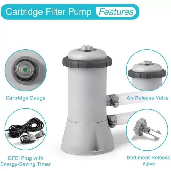 INTEX C1500 Krystal Clear Cartridge Filter Pump for Above Ground Pools 1500 GPH Pump Flow Rate  Improved Circulation and Filtration  Easy Installation  Improved Water Clarity  EasytoClean1 000 Gallons Per Hour