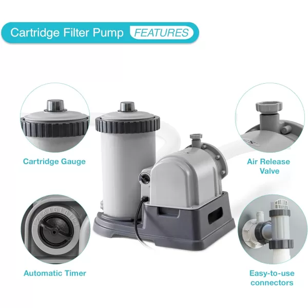 INTEX C1500 Krystal Clear Cartridge Filter Pump for Above Ground Pools 1500 GPH Pump Flow Rate  Improved Circulation and Filtration  Easy Installation  Improved Water Clarity  EasytoClean2 500 Gallons Per Hour
