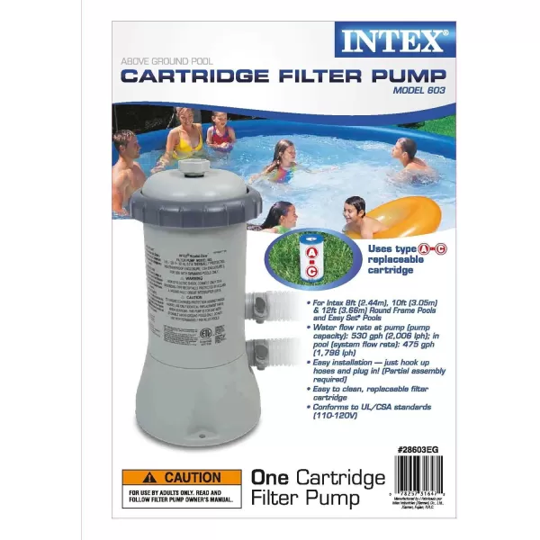INTEX C1500 Krystal Clear Cartridge Filter Pump for Above Ground Pools 1500 GPH Pump Flow Rate  Improved Circulation and Filtration  Easy Installation  Improved Water Clarity  EasytoClean530 Gallons Per Hour
