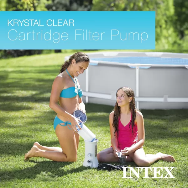 INTEX C1500 Krystal Clear Cartridge Filter Pump for Above Ground Pools 1500 GPH Pump Flow Rate  Improved Circulation and Filtration  Easy Installation  Improved Water Clarity  EasytoClean2 500 Gallons Per Hour