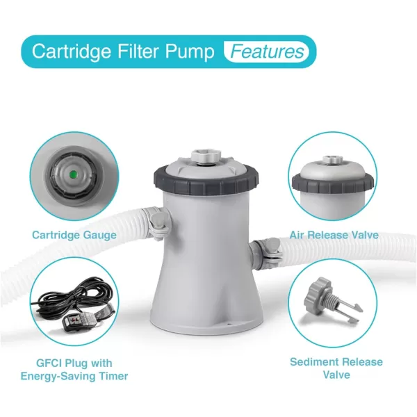 INTEX C1500 Krystal Clear Cartridge Filter Pump for Above Ground Pools 1500 GPH Pump Flow Rate  Improved Circulation and Filtration  Easy Installation  Improved Water Clarity  EasytoClean330 Gallons Per Hour