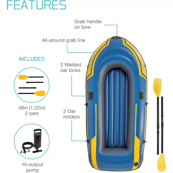 INTEX Challenger Inflatable Boat Series Includes Deluxe Boat Oars and HighOutput Pump  SuperStrong PVC  Triple Air Chambers  Welded Oar Locks  Heavy Duty Grab Handle2person