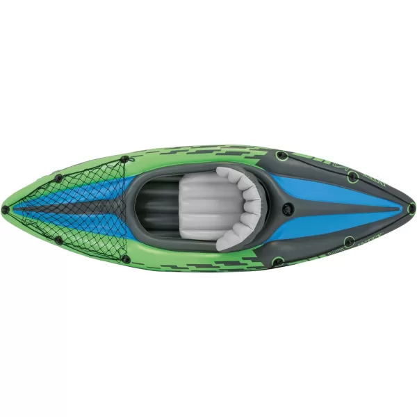 INTEX Challenger Inflatable Kayak Series Includes Deluxe 86in Kayak Paddles and HighOutput Pump  SuperStrong PVC  Adjustable Seat with Backrest  Removable Skeg  Cargo Storage Net1Person