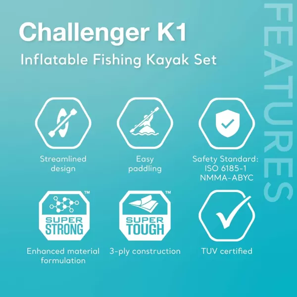 INTEX Challenger Inflatable Kayak Series Includes Deluxe 86in Kayak Paddles and HighOutput Pump  SuperStrong PVC  Adjustable Seat with Backrest  Removable Skeg  Cargo Storage Net1Person