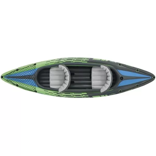 INTEX Challenger Inflatable Kayak Series Includes Deluxe 86in Kayak Paddles and HighOutput Pump  SuperStrong PVC  Adjustable Seat with Backrest  Removable Skeg  Cargo Storage Net2Person