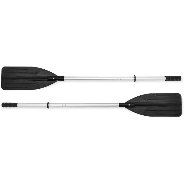 INTEX Excursion Inflatable Boat Series Includes Deluxe 54in Boat Oars and HighOutput Pump  SuperTough PVC  Adjustable Seats with Backrest  Fishing Rod Holders  Welded Oar Locks4Person