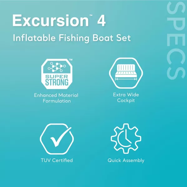 INTEX Excursion Inflatable Boat Series Includes Deluxe 54in Boat Oars and HighOutput Pump  SuperTough PVC  Adjustable Seats with Backrest  Fishing Rod Holders  Welded Oar Locks4Person