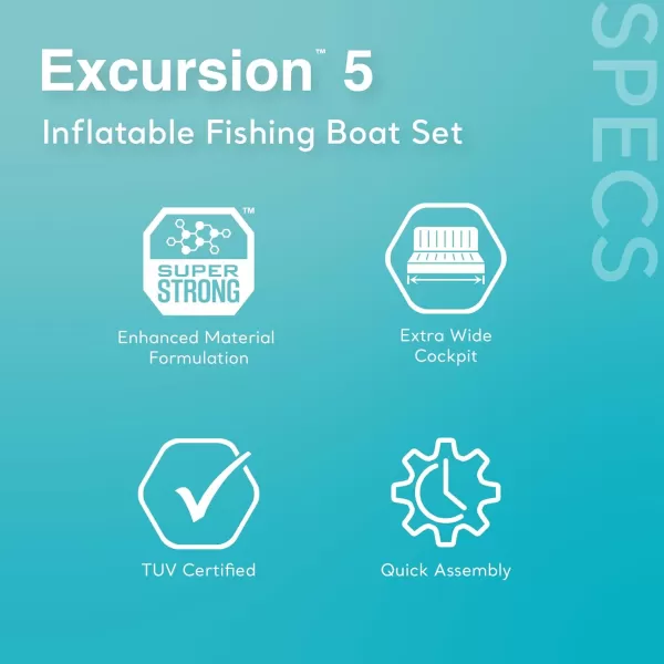 INTEX Excursion Inflatable Boat Series Includes Deluxe 54in Boat Oars and HighOutput Pump  SuperTough PVC  Adjustable Seats with Backrest  Fishing Rod Holders  Welded Oar Locks5Person