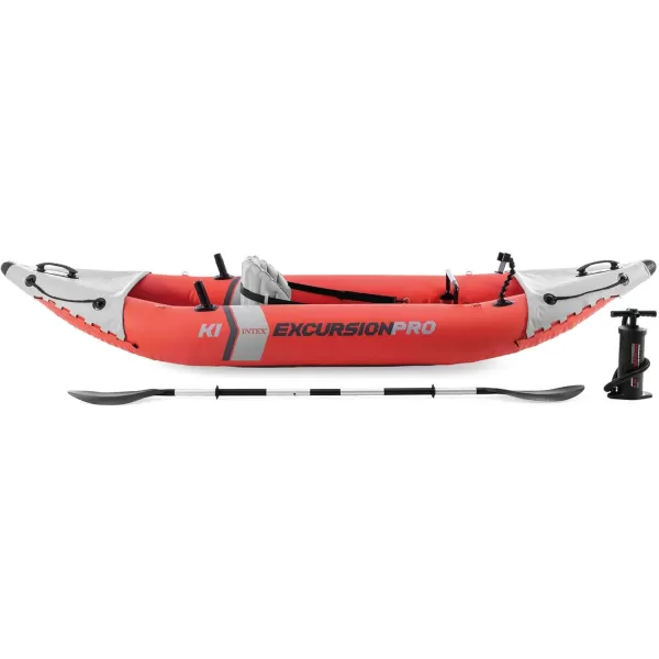 INTEX Excursion Pro Inflatable Kayak Series Includes Deluxe 86in Kayak Paddles and HighOutput Pump  SuperTough PVC  Adjustable Bucket Seat  Fishing Rod Holders  Grab Handles1Person