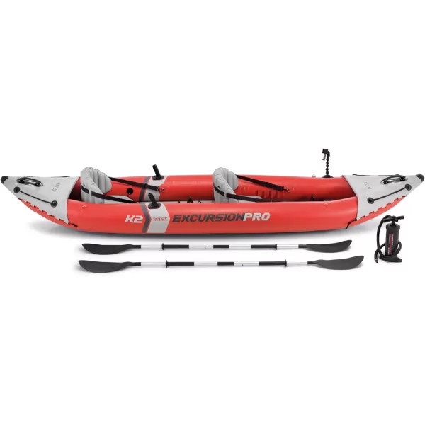 INTEX Excursion Pro Inflatable Kayak Series Includes Deluxe 86in Kayak Paddles and HighOutput Pump  SuperTough PVC  Adjustable Bucket Seat  Fishing Rod Holders  Grab Handles2person