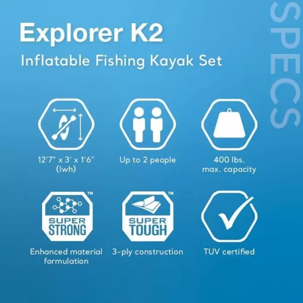 INTEX Excursion Pro Inflatable Kayak Series Includes Deluxe 86in Kayak Paddles and HighOutput Pump  SuperTough PVC  Adjustable Bucket Seat  Fishing Rod Holders  Grab Handles2person