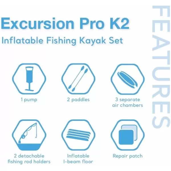 INTEX Excursion Pro Inflatable Kayak Series Includes Deluxe 86in Kayak Paddles and HighOutput Pump  SuperTough PVC  Adjustable Bucket Seat  Fishing Rod Holders  Grab Handles2person