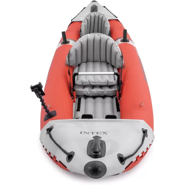 INTEX Excursion Pro Inflatable Kayak Series Includes Deluxe 86in Kayak Paddles and HighOutput Pump  SuperTough PVC  Adjustable Bucket Seat  Fishing Rod Holders  Grab Handles2person