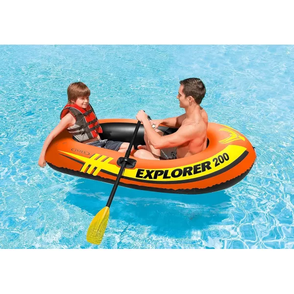 INTEX Explorer Inflatable Boat Series Dual Air Chambers  Welded Oar Locks  Grab Handles  Bow Rope  Sporty DesignExplorer 200