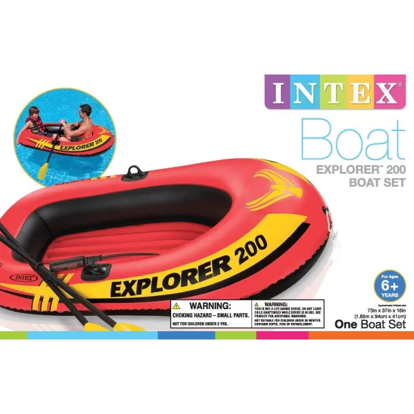 INTEX Explorer Inflatable Boat Series Dual Air Chambers  Welded Oar Locks  Grab Handles  Bow Rope  Sporty DesignExplorer 200 Set