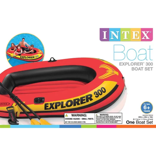 INTEX Explorer Inflatable Boat Series Dual Air Chambers  Welded Oar Locks  Grab Handles  Bow Rope  Sporty DesignExplorer 300 Set