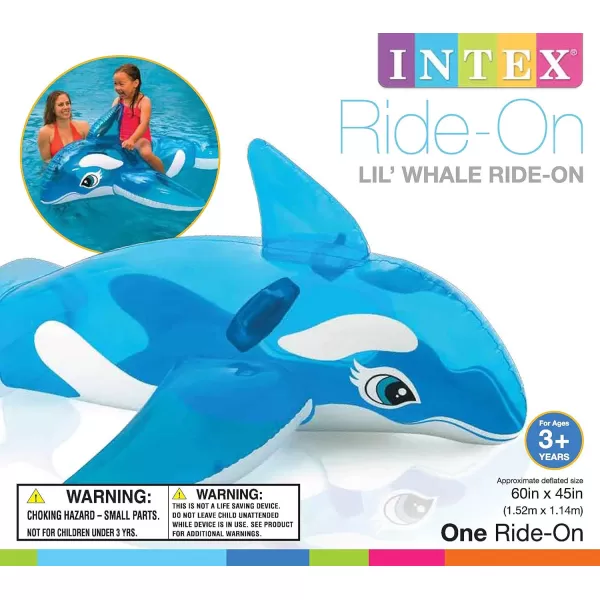 INTEX Lil Whale Inflatable Pool Float Animal Pool Toy for Kids  2 HeavyDuty Handles  88lb Weight Capacity  60quot x 45quot  for Ages 3