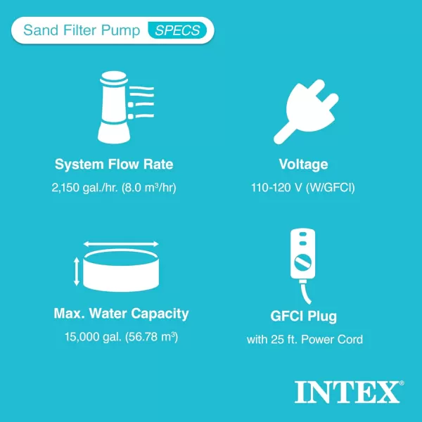 INTEX QS1200 Krystal Clear Saltwater Chlorine System for Above Ground Pools Keeps Water Clear  Removes Bacteria  Reduces Chemical Use  Sleek Control Panel with Buttons  Up to 15000 Gallon PoolsSand Filter Pump  Saltwater System