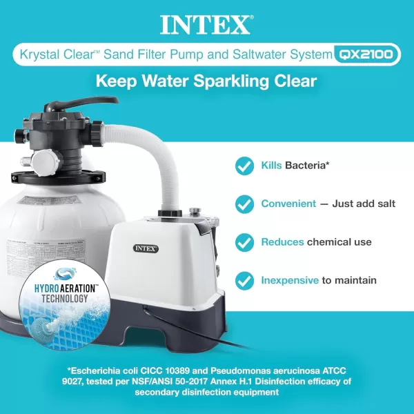 INTEX QS1200 Krystal Clear Saltwater Chlorine System for Above Ground Pools Keeps Water Clear  Removes Bacteria  Reduces Chemical Use  Sleek Control Panel with Buttons  Up to 15000 Gallon PoolsSand Filter Pump  Saltwater System