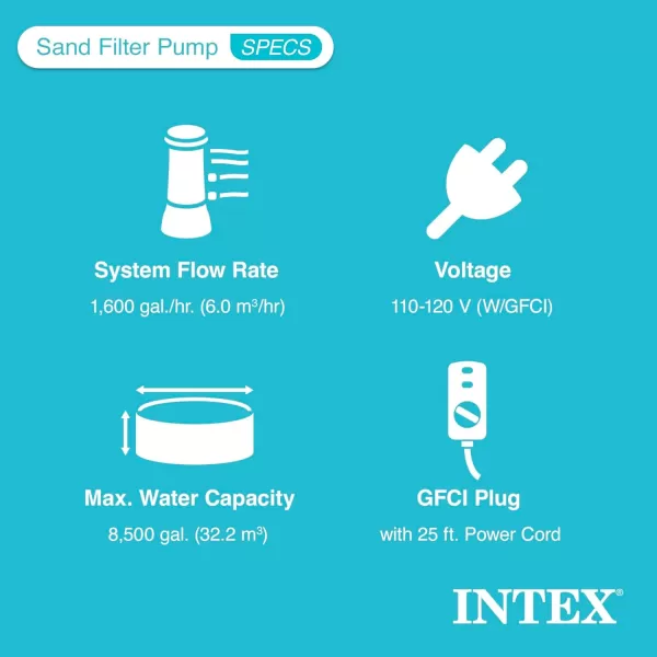 INTEX QS1200 Krystal Clear Saltwater Chlorine System for Above Ground Pools Keeps Water Clear  Removes Bacteria  Reduces Chemical Use  Sleek Control Panel with Buttons  Up to 15000 Gallon PoolsSand Filter Pump  Saltwater System