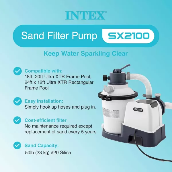 INTEX SX925 Krystal Clear Sand Filter Pool Pump for Above Ground Pools 925 GPH Pump Flow Rate  Improved Circulation and Filtration  Easy Installation  Improved Water Clarity  EasytoClean2 100 Gallons Per Hour