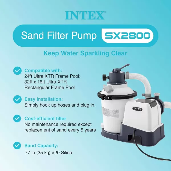 INTEX SX925 Krystal Clear Sand Filter Pool Pump for Above Ground Pools 925 GPH Pump Flow Rate  Improved Circulation and Filtration  Easy Installation  Improved Water Clarity  EasytoClean2 800 Gallon Per Hour