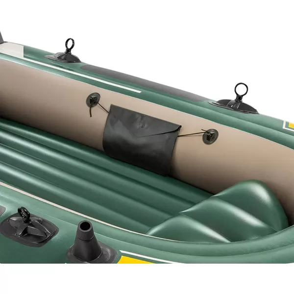 INTEX Seahawk Inflatable Boat Series Includes Deluxe Aluminum Oars and HighOutput Pump  SuperStrong PVC  Fishing Rod Holders  Heavy Duty Grab Handles  Gear PouchSeahawk 3