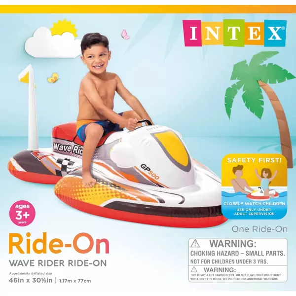 INTEX Wave Rider Inflatable Pool Float Pool Toy For Kids  HeavyDuty Handle  88lb Weight Capacity  46quot x 305quot  For Ages 3