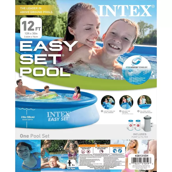 Intex 28165EH Easy Set Inflatable Swimming Pool Set 15ft x 42in  Includes 1000 GPH Cartridge Filter Pump  Removable Ladder  Pool Cover  Ground Cloth12FT x 30IN
