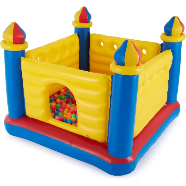 Intex 48259EP Inflatable Colorful JumpOLene Castle Bouncer Indoor Outdoor Kids Jump Bounce House for 2 Kids Ages 3 to 6 Years