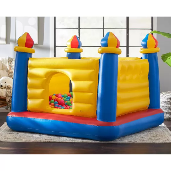 Intex 48259EP Inflatable Colorful JumpOLene Castle Bouncer Indoor Outdoor Kids Jump Bounce House for 2 Kids Ages 3 to 6 Years