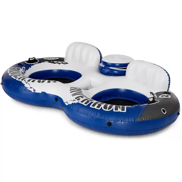 Intex 58837EP River Run 2 Inflatable Floating Lounge Comfortable Backrests  Builtin Cup Holders  Cooler with Lid  2 Person  440lb Weight Capacity