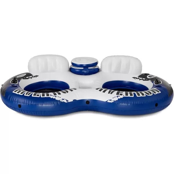 Intex 58837EP River Run 2 Inflatable Floating Lounge Comfortable Backrests  Builtin Cup Holders  Cooler with Lid  2 Person  440lb Weight Capacity